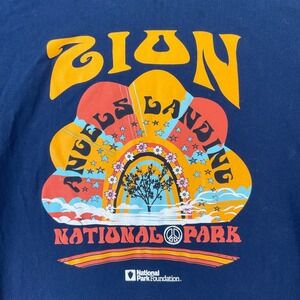 National Park Foundation Zion Angels Landing T-Shirt Women M Navy Blue Excellent